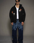 Felpa BOXY zip "CROSSES"