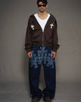 Felpa BOXY zip "CROSSES"