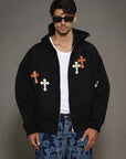 Felpa BOXY zip "CROSSES"