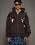 Felpa BOXY zip "CROSSES"