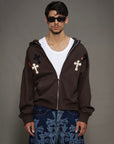 Felpa BOXY zip "CROSSES"