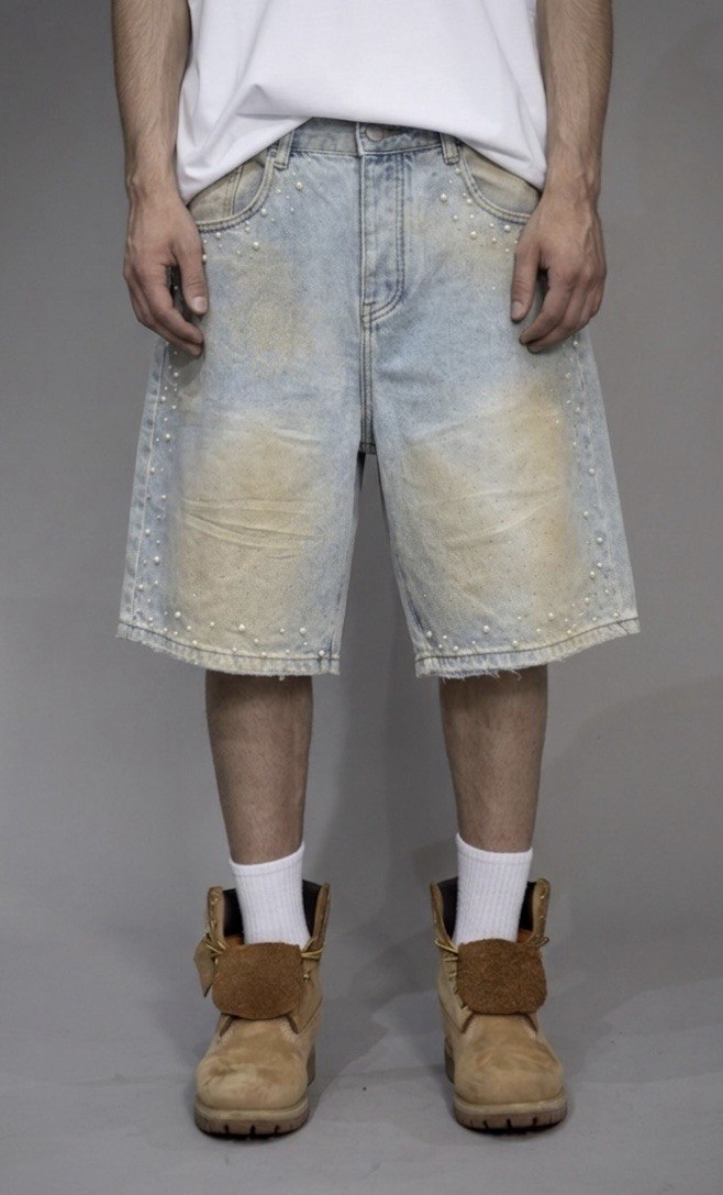 Jorts "MOD PAPER" con perline e brillantini