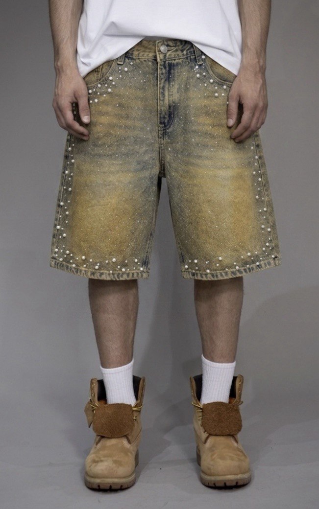 Jorts "MOD PAPER" con perline e brillantini