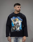 Longsleeve "DESIRE" con perle e brillantini